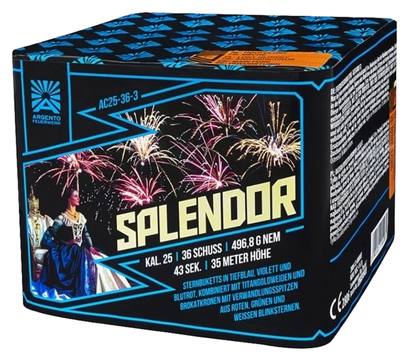 Argento Splendor – Feuerwerksbatterie, 36 Schuss