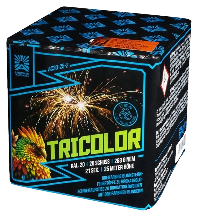 Argento Tricolor – Feuerwerksbatterie, 25 Schuss